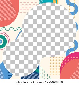 Social media post design template. Abstract frame with geometric shapes. Modern background for photo. Square banner, poster or cover template for fashion and sale posts. Vector illustration.