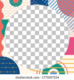 Social media post design template. Abstract frame with geometric shapes. Modern background for photo. Square banner, poster or cover template for fashion and sale posts. Vector illustration.