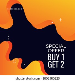 Social media post design template with orange fluid shape. eps 10