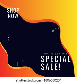 Social media post design template with orange fluid shape. eps 10