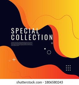 Social media post design template with orange fluid shape. eps 10