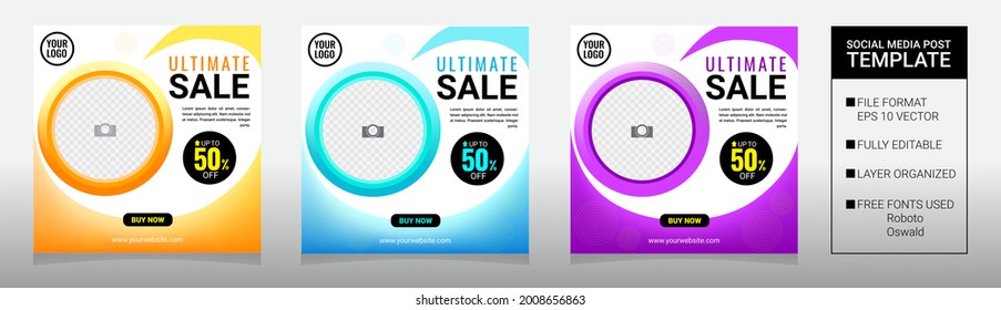 social media post design template. ULTIMATE SALE 50% OFF . full editable and easy to use