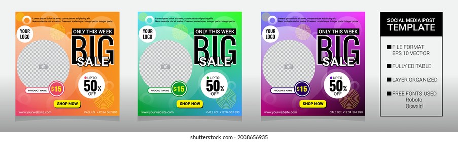 social media post design template. BIG SALE . full editable and easy to use