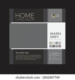 Social media post design template for home interior