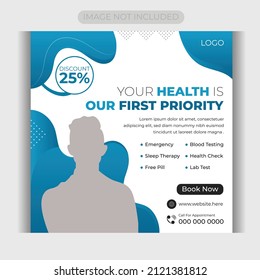 social media post design template for medical health care.poster banner advertisement
