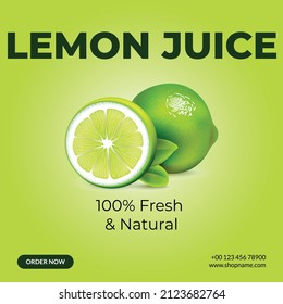 Social media post design template of lemon juice