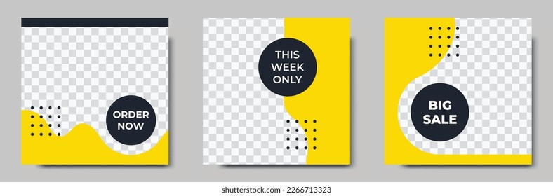 Social media post design template set for fashion sale. Suitable for social media, flyers, banners, and web internet ads.