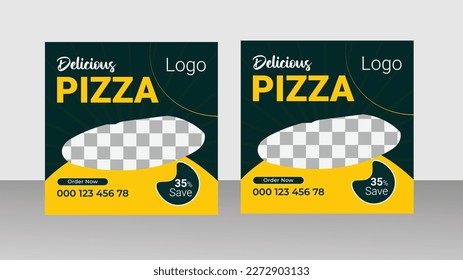 Plantilla de diseño de publicaciones en medios sociales . Diseño de publicaciones editables en medios sociales para promociones en el menú Comida.  Diseño de diseño para el folleto de comercialización.