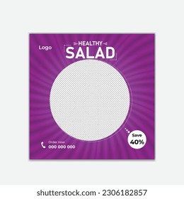 Social media post design template of healthy food . square size .