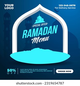 Social Media-Post-Design-Vorlage für Rmadan. Hervorragend für die Förderung von Speisen im Restaurant.