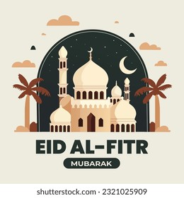 Social media post design template islamic eid al-fitr celebration