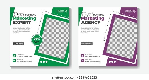 Social media post design template for corporate business digital marketing agency