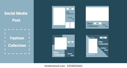 Conjunto de plantillas de diseño de publicaciones en medios sociales, Vector Premium.