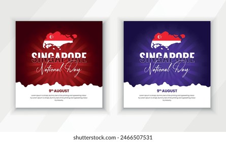 Social media post design template for National Event Day of Singapore and ad promotion banner design on August 9th vector illustration design with country map and flag for Independence Day