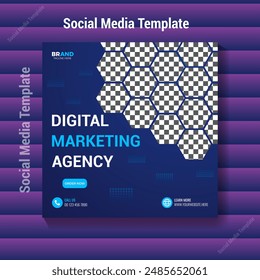 Plantilla De Post Diseño De Medios Sociales Con Agencia De Marketing Digital Y Volante Moderno