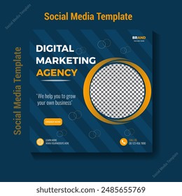 Social Media Post Design Template With Digital Marketing Agency And Modern Flyer