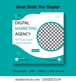 Social Media Post Design Template With Digital Marketing Agency