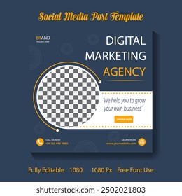 Social media post design template with digital marketing agency