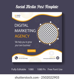 Plantilla de diseño de post en redes sociales con agencia de marketing digital