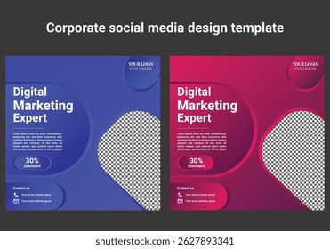 Social media post design template Slides abstract Unique Editable modern Social Media banner Elegant sale and discount promo - Vector. fashion sale social media post design.