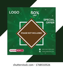 Diseño de posteo de medios sociales de diseño de color verde vectorial usando gratis