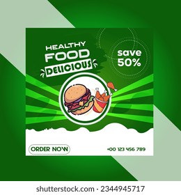 social media post design vector template food 2023