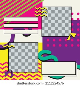 A Social Media Post Design With A Vintage 90s 80s Memphis Pattern Style Theme