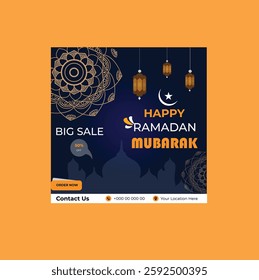 

social media post design within Ramadan Mubarak