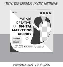 Diseño de publicaciones en medios sociales para tu negocio creativo, agencia creativa de pancartas en medios sociales vectoriales 