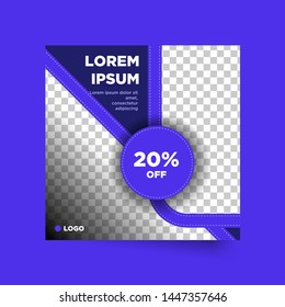 Social media post discount promo with photo template layout