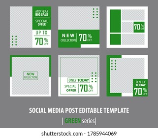 Social Media Post Editable Template-GREEN series