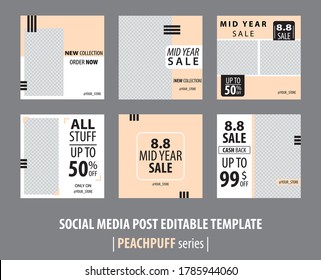Social Media Post Editable Template-PEACHPUFF series