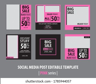 Social Media Post Editable Template-PINK series