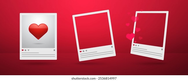 Social media post empty frame against red background