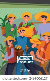 Social media post with farmer activity flat design illustration