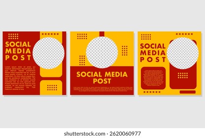 Social media post featuring a set of three red and yellow templates.