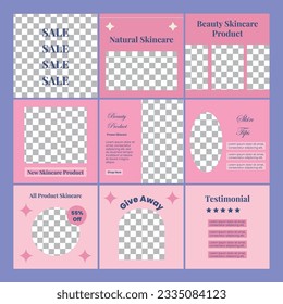 Diseño de publicación de medios sociales Establece plantilla de pancarta cuadrada. Fondo minimalista para la promoción de la belleza.