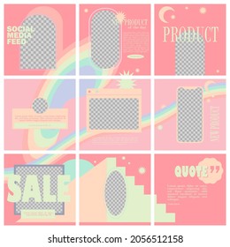 Social media post feed. Set of Editable square banner template design for Modern post on social media. minimalist theme background vector.