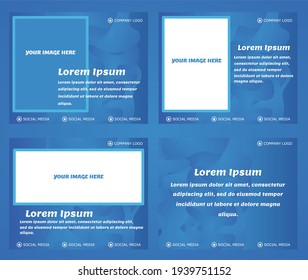 social media post feed template use blue aqua ocean color gradient abstract design ready to use and edit
