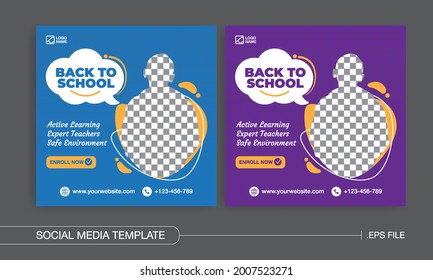 Social Media-Post oder Flyer zurück zur Schule Premium Vector