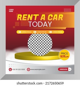Social media post or flyer car rental for social media marketing or banner template