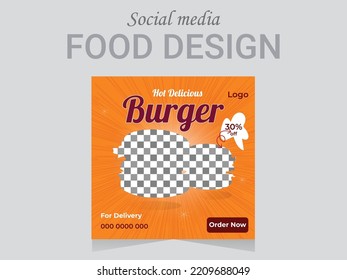 Social Media Post Food Design Template, Vector Food Banner Layout .business Web Banner Rgb Color Eps File Format.