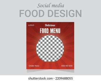 Social Media Post Food Design Template, Vector Food Banner Layout .business Web Banner Rgb Color Eps File Format.