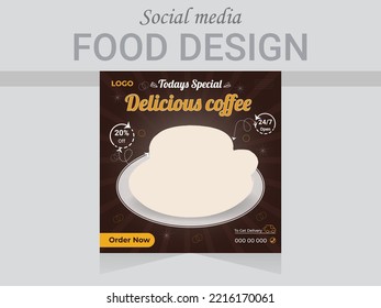 Social Media post food design template. Vector social media banner layout. popular advertising banner for restaurant.