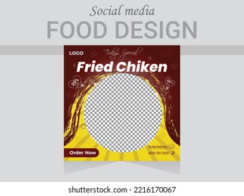 Social Media post food design template. Vector social media banner layout. popular advertising banner for restaurant.