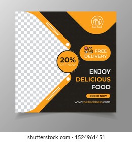 Social Media Post For Food Promotion Offer Poster. Delicious Food Restaurant Social Media Banner Template Vector Suitable For Feed, Promotion, Post, Presentation, Brochure, Poster