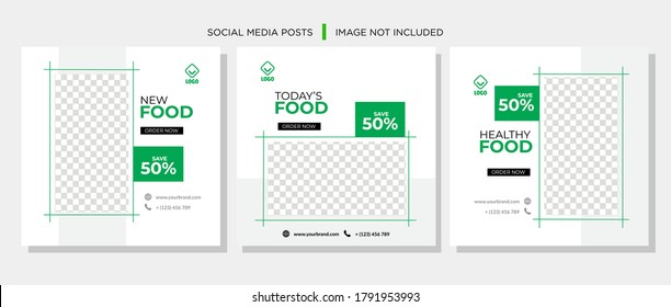 Social Media Post for Food Promotion offer poster, Healthy Food Social Media Banner & Post. Food social media web banner design template, Food Social media, and web square banner design template.