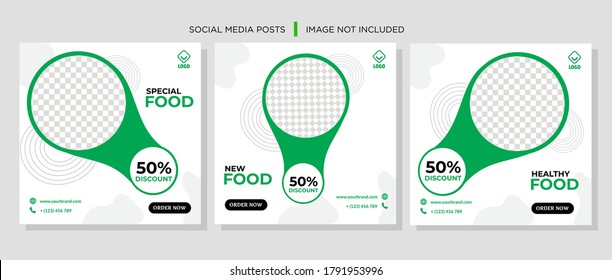 Social Media Post for Food Promotion offer poster, Healthy Food Social Media Banner & Post. Food social media web banner design template, Food Social media, and web square banner design template.