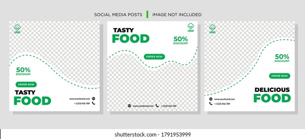 Social Media Post for Food Promotion offer poster, Healthy Food Social Media Banner & Post. Food social media web banner design template, Food Social media, and web square banner design template.