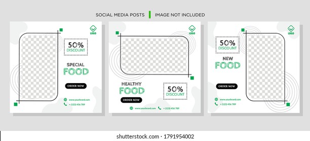 Social Media Post for Food Promotion offer poster, Healthy Food Social Media Banner & Post. Food social media web banner design template, Food Social media, and web square banner design template.